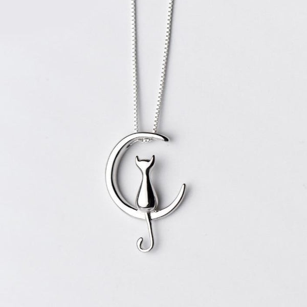 Cat moon necklace sale