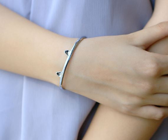Sterling Silver Cat Ear Bracelet - Cat Roar Store