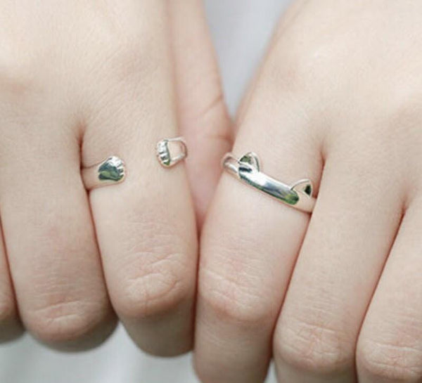 Solid Sterling Silver Cat Ear Ring - Cat Roar Store