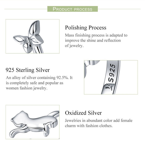 Sterling Silver Cat and Butterfly Ring