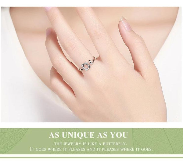 Sterling Silver Cute Cat with Long Tail Ring