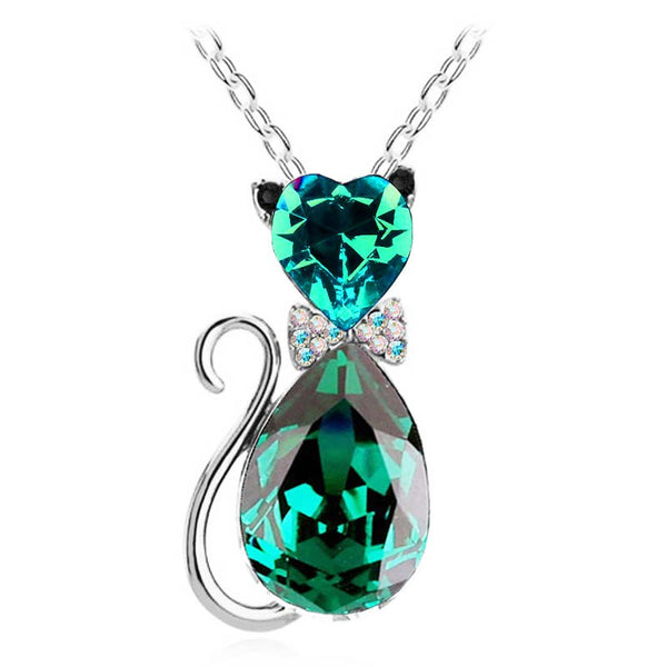 Austrian Crystal Cat Pendant Chain Necklace - Cat Roar Store