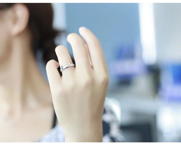 Solid Sterling Silver Cat Ear Ring - Cat Roar Store