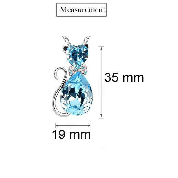 Austrian Crystal Cat Pendant Chain Necklace - Cat Roar Store