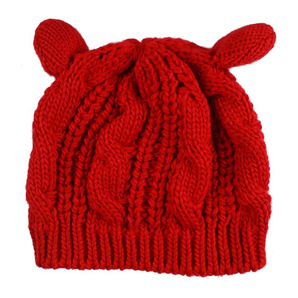 Cat Ear Knitted Beanie Hat - Cat Roar Store