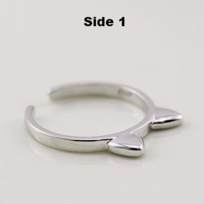 Solid Sterling Silver 3D Cat Ear Ring - Cat Roar Store