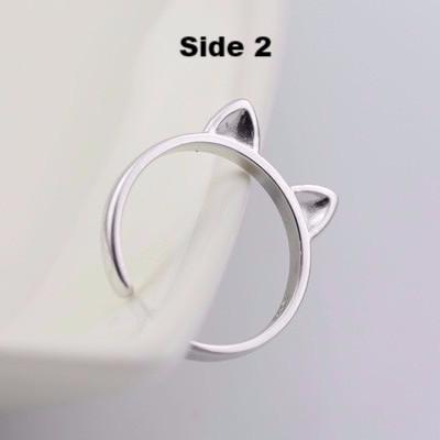 Solid Sterling Silver 3D Cat Ear Ring - Cat Roar Store