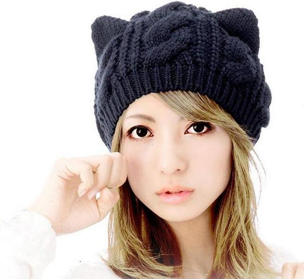 Cat Ear Knitted Beanie Hat - Cat Roar Store