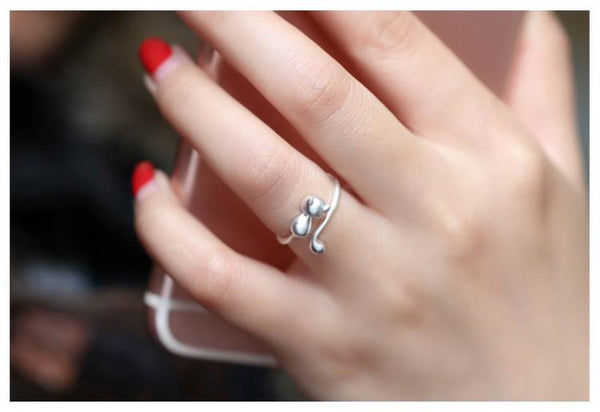 Solid Sterling Silver Hugging Cat Ring - Cat Roar Store