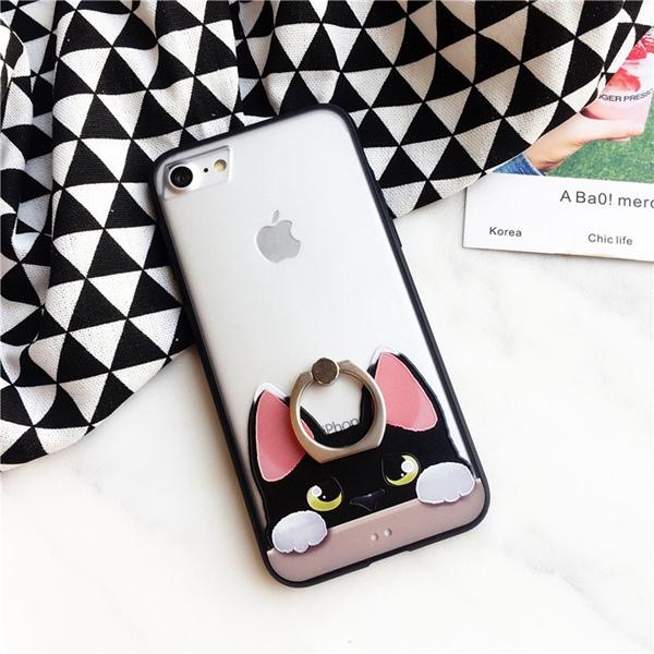 Cute Cat Cell Phone Case w/Ring For iPhone 6 6S 7 8 Plus - Cat Roar Store
