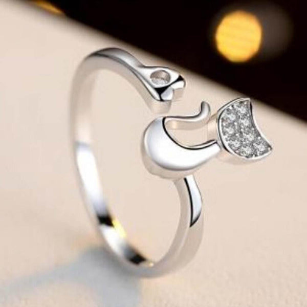 Cat Heart Open Adjustable Ring - Rose Gold or Silver Plated - Cat Roar Store