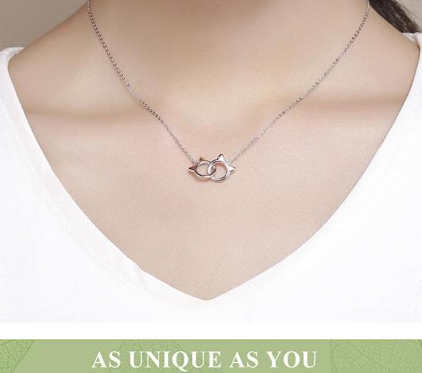 925 Sterling Silver Linked Cats Necklace