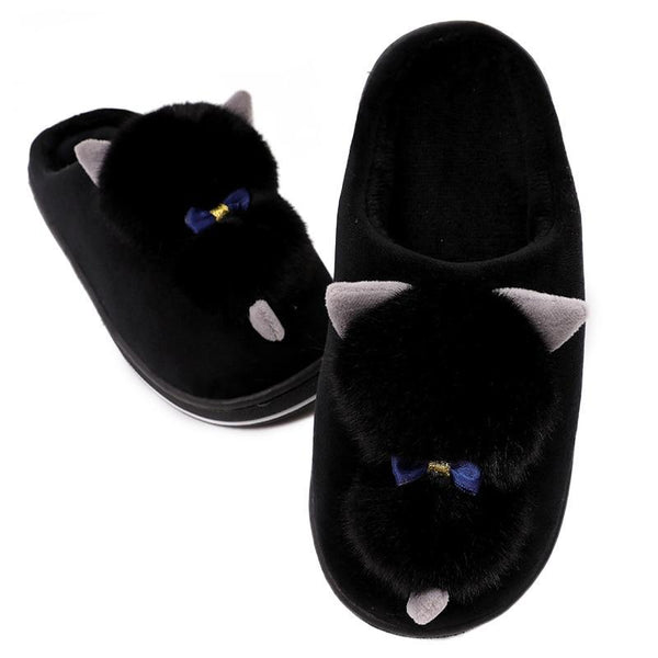 Cute Furry Cat Indoor Home Slippers