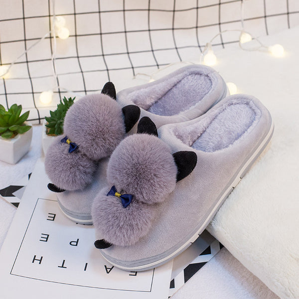 Cute Furry Cat Indoor Home Slippers